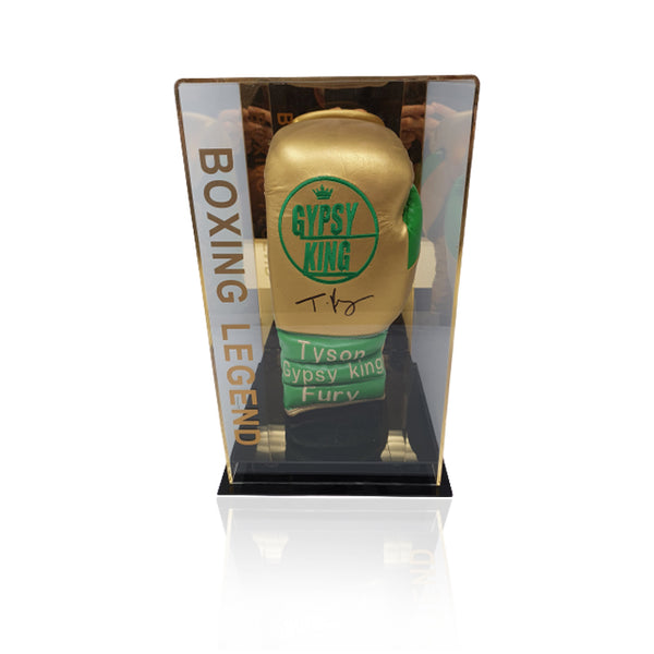 Tyson Fury Signed ‘Gypsy King’ Gold/Green Boxing Glove in Deluxe Acryl