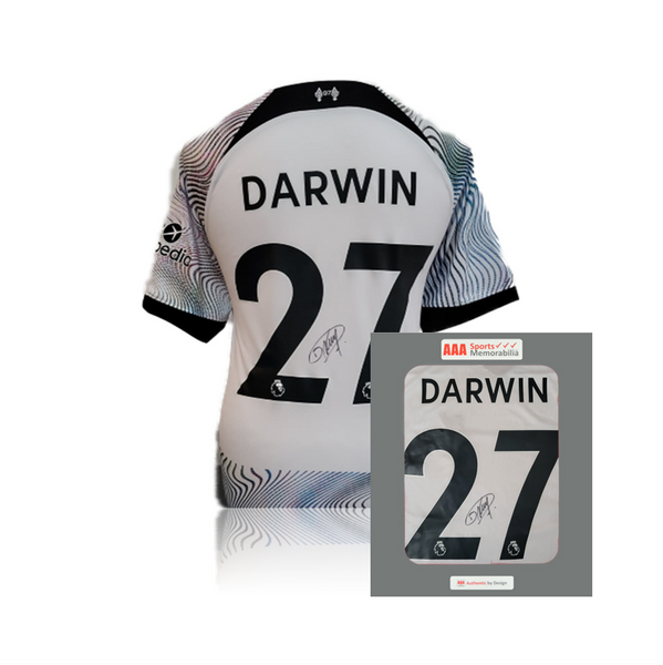 Darwin Nunez Hand Signed Liverpool 2022 23 Away Shirt In Aaa T Box Aaa Sports Memorabilia 1082