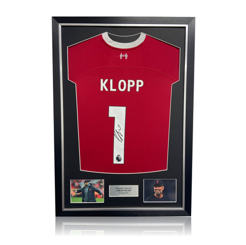 Jurgen Klopp Hand Signed Liverpool 2023-24 Home Shirt in Deluxe Classic Frame