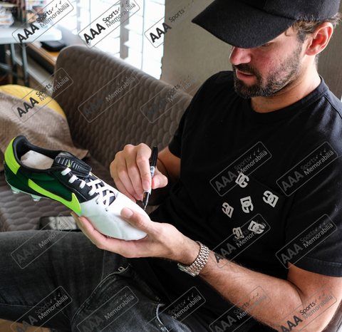 Alisson Becker Hand Signed White/Yellow Nike Premier 3 Football Boot In Deluxe Classic Dome Frame
