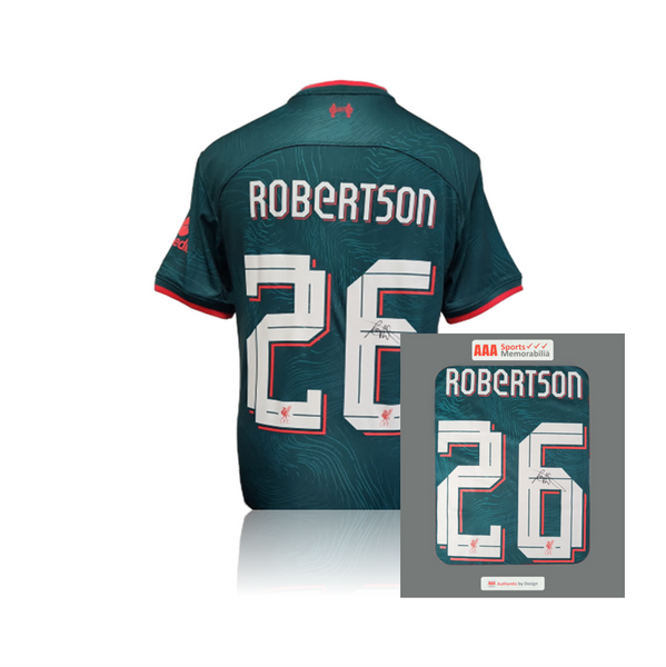 Andy Robertson Hand Signed Liverpool 202223 3rd Shirt in AAA Gift Box