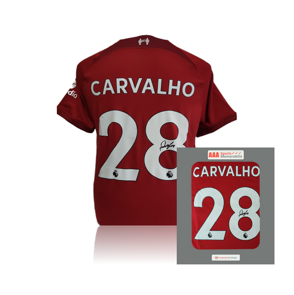 Fabio Carvalho Hand Signed Liverpool 202223 Home Shirt in AAA Gift Bo