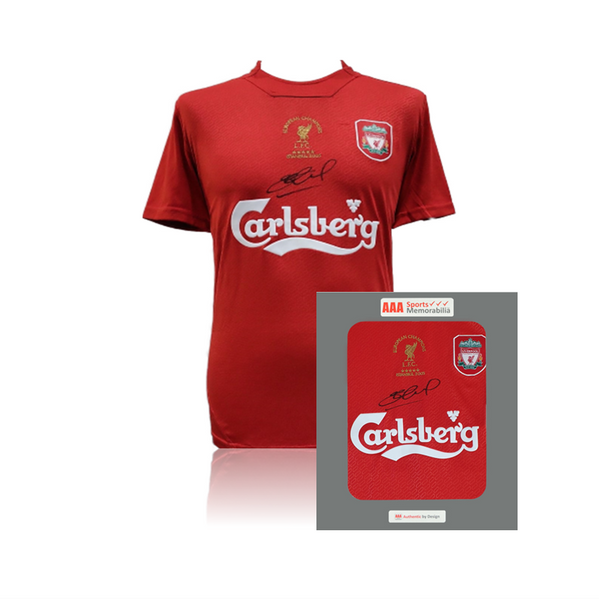 Steven Gerrard Hand Signed Liverpool 2005 ISTANBUL Shirt in AAA