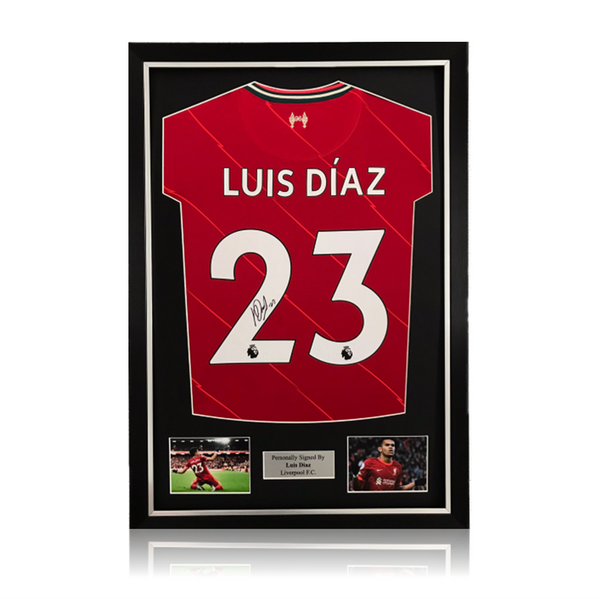 Luis Diaz Hand Signed Liverpool 202122 Home Shirt In Deluxe Classic F