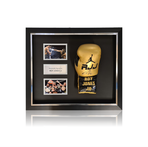Roy Jones Jr (RJJ) Gold Boxing Glove In Deluxe Acrylic Dome Frame