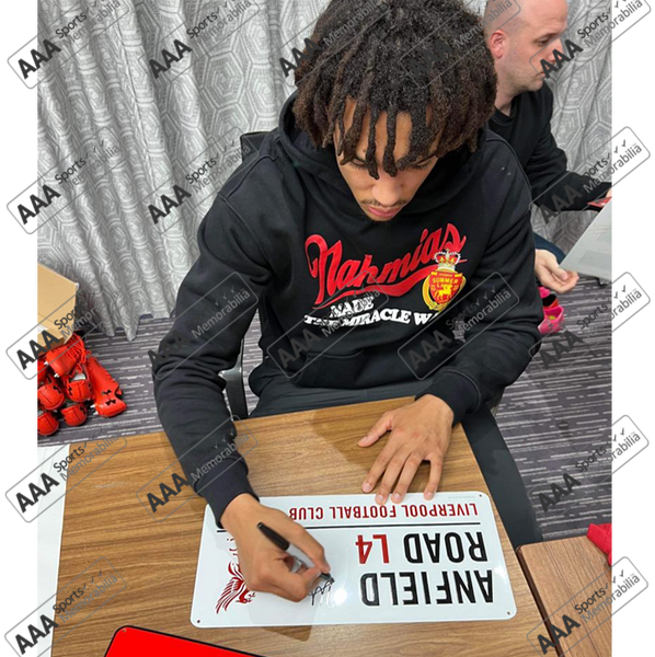 Trent AlexanderArnold Hand Signed Anfield Road Sign In Deluxe Classic