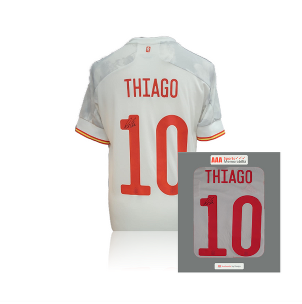  スペイン代表 THIAGO 10 ユニフォーム S Thiago Alcantara hand signed Spain Away Shirt in AAA Gift Box