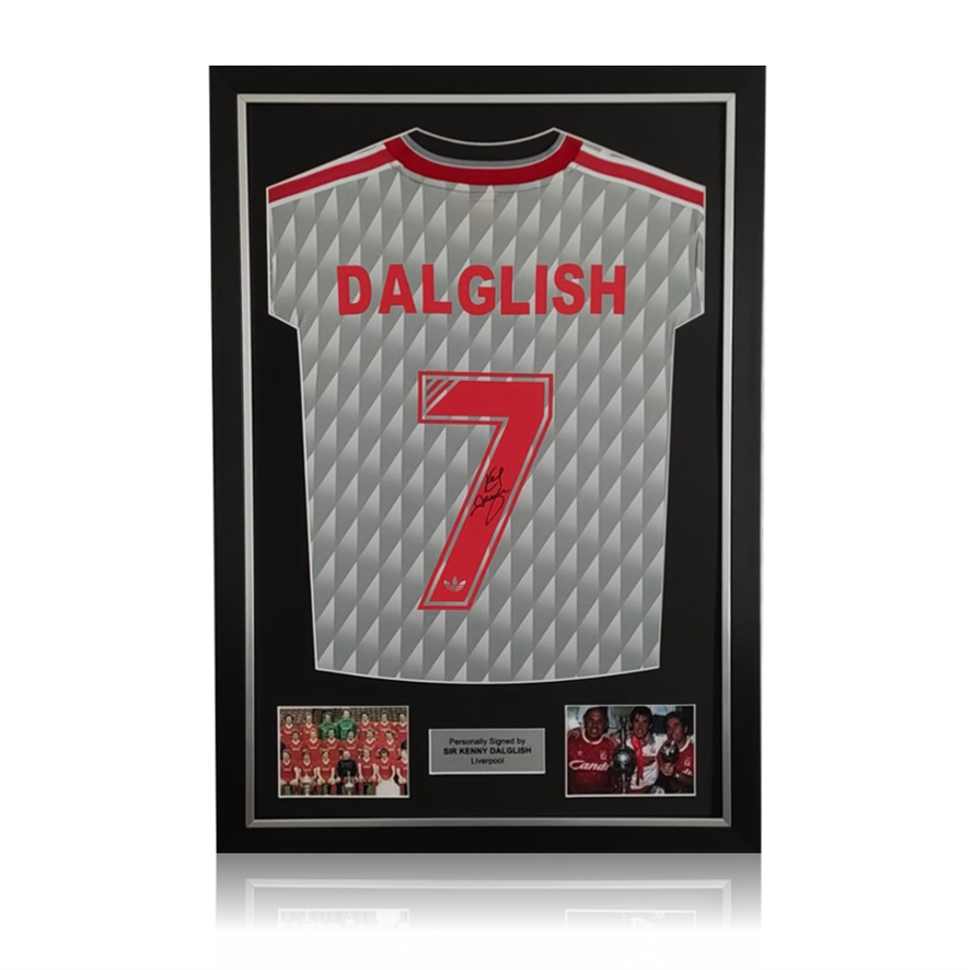 Kenny Dalglish 1989 Liverpool #7 Away Shirt in Deluxe Classic Frame