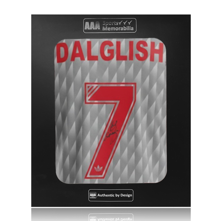 Kenny Dalglish Hand Signed 1989 Liverpool FC #7 Away Shirt in AAA Gift Box