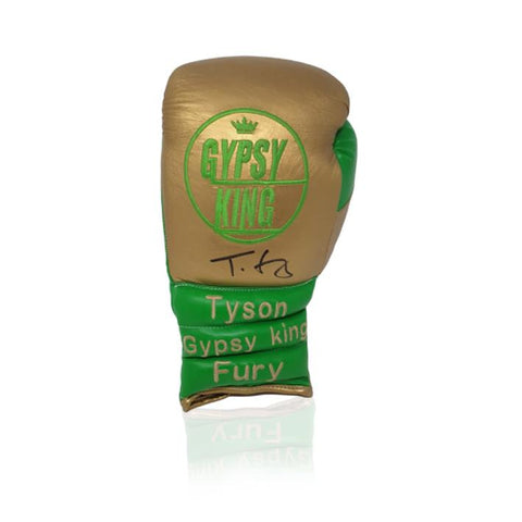 Tyson Fury Signed ‘Gypsy King’ Gold/Green Boxing Glove