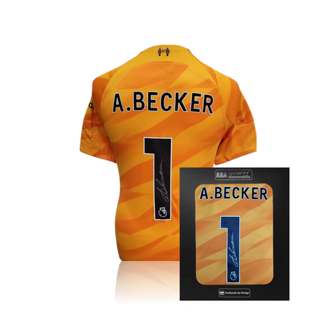Alisson Becker Hand Signed Liverpool 2023-24 3rd Keeper Shirt in AAA Gift Box