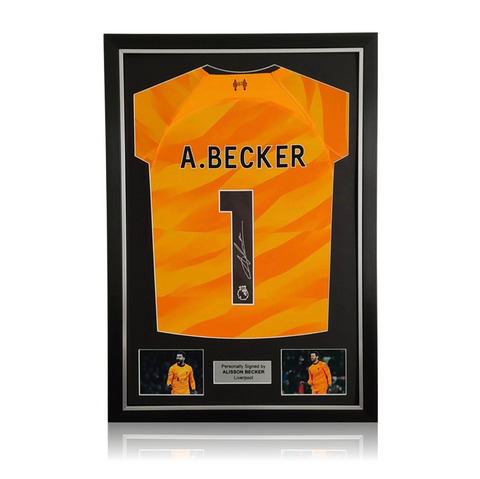 Alisson Becker Hand Signed Liverpool 2023-24 3rd Goalkeepers Shirt In Deluxe Classic Frame