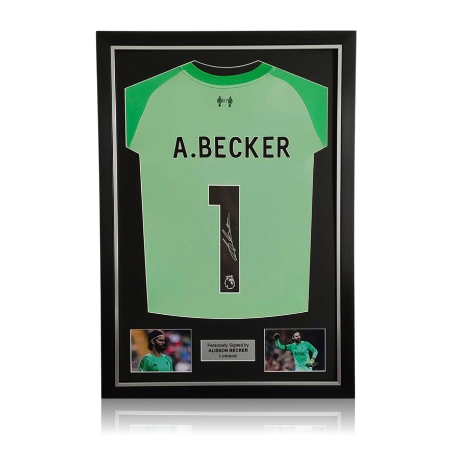 Alisson Becker Hand Signed Liverpool 2025-26 Home Goalkeepers Shirt In Deluxe Classic Frame