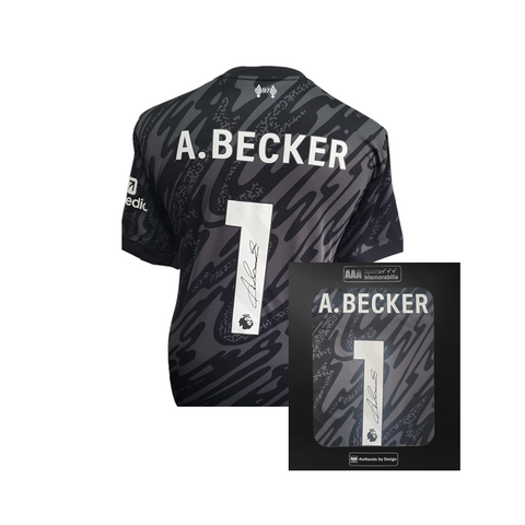 Alisson Becker Hand Signed Liverpool 2024-25 Black Keeper Shirt in AAA Gift Box