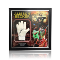 Alisson Becker Hand Signed Nike MATCH Goalkeepers Glove In Deluxe Montage Framing