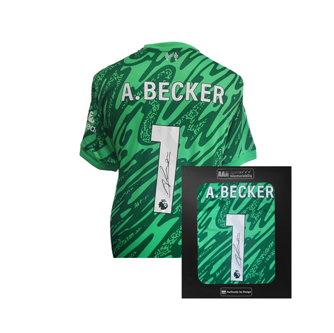 Alisson Becker Hand Signed Liverpool 2024-25 Green Keeper Shirt in AAA Gift Box