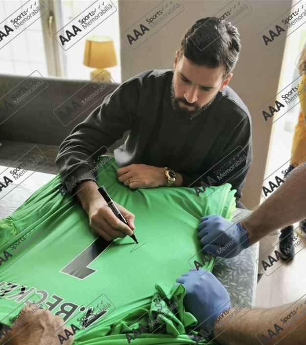 Alisson Becker Hand Signed Liverpool Goalkeepers Shirt In Deluxe Classic Frame