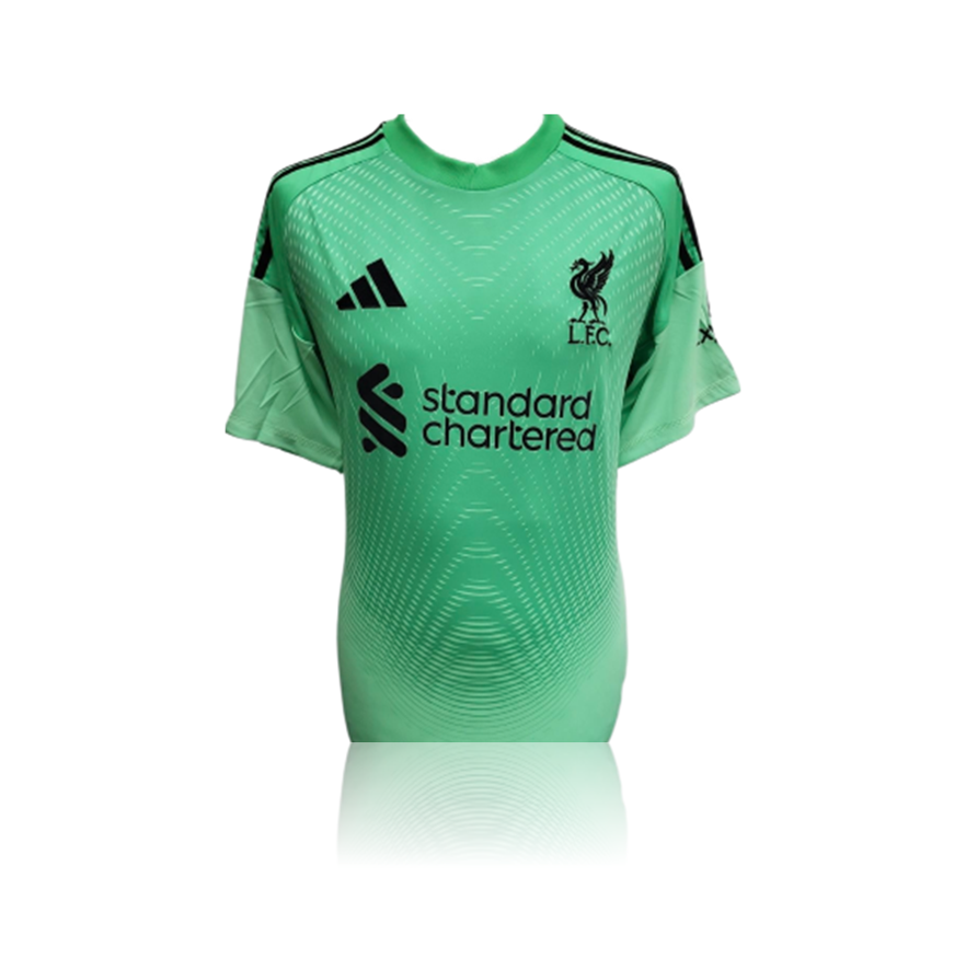 Alisson Becker Hand Signed Liverpool 2025-26 Home Goalkeepers Shirt In Deluxe Classic Frame