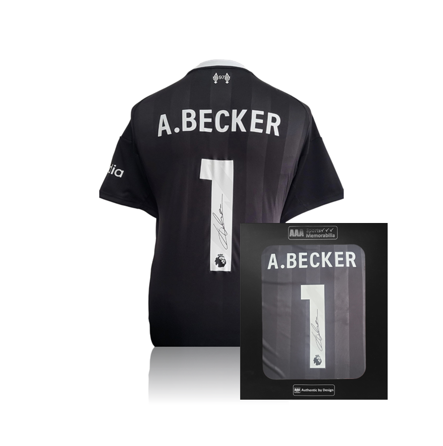 Alisson Becker Hand Signed Liverpool 2025-26 Black Keeper Shirt in AAA Gift Box