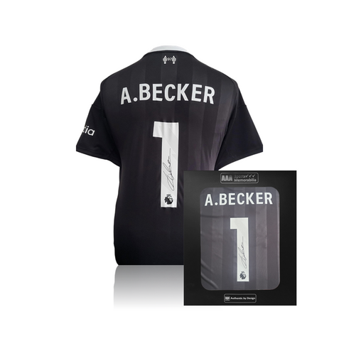 Alisson Becker Hand Signed Liverpool 2025-26 Black Keeper Shirt in AAA Gift Box