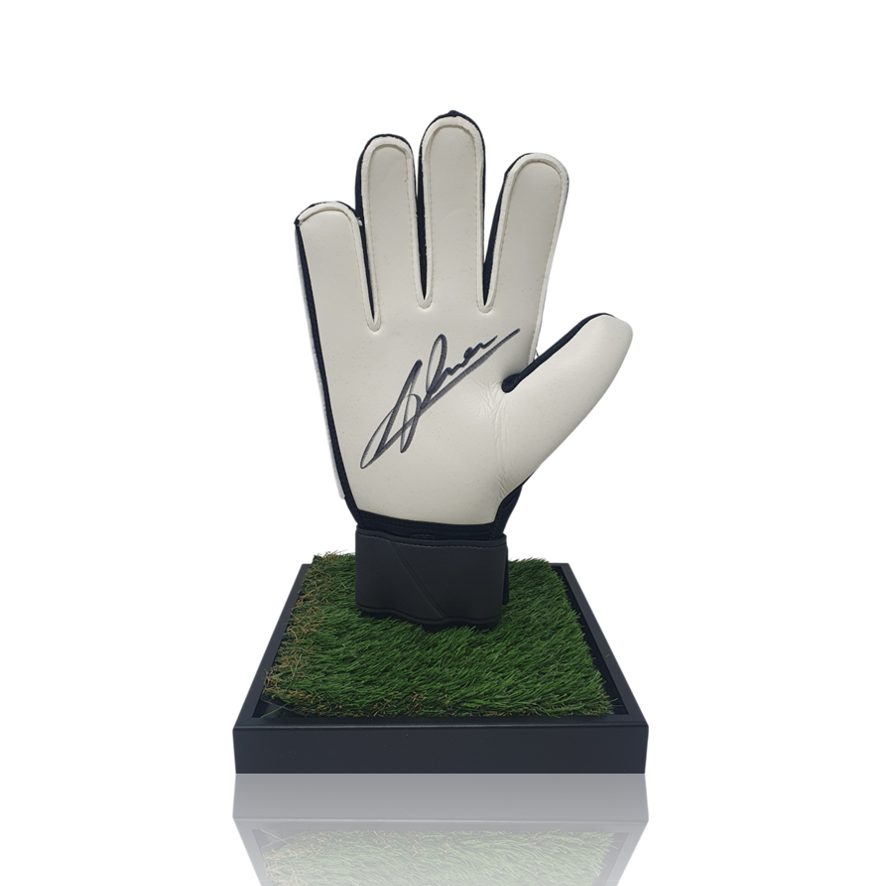 Alisson Becker Hand Signed Black/White Nike Goalkeepers Glove In Deluxe Acrylic Display Case