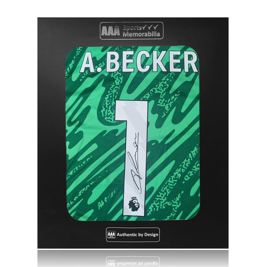 Alisson Becker Hand Signed Liverpool 2024-25 Green Keeper Shirt in AAA Gift Box