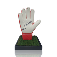 Alisson Becker Hand Signed Orange/Green Nike Match Goalkeepers Glove In Deluxe Acrylic Display Case