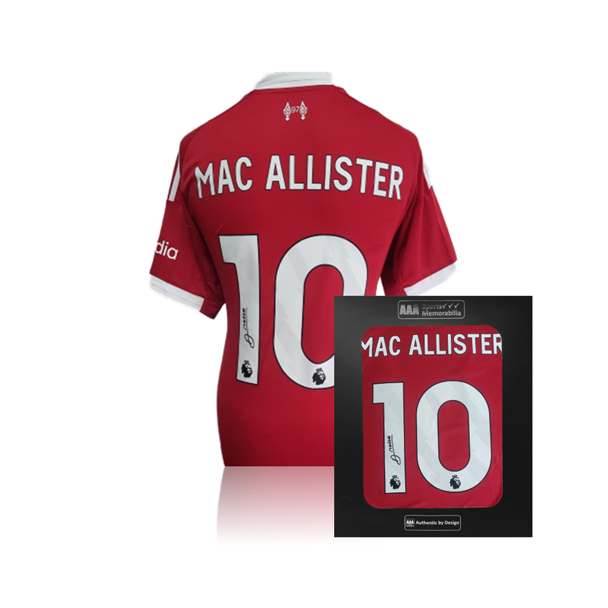 Alexis MacAllister Hand Signed Liverpool 2025-26 Home Shirt In AAA