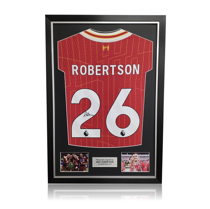 Andy Robertson Hand Signed Liverpool 2024/25 Home Shirt in Deluxe Classic Frame