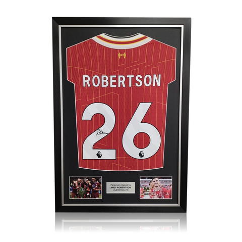 Andy Robertson Hand Signed Liverpool 2024/25 Home Shirt in Deluxe Classic Frame