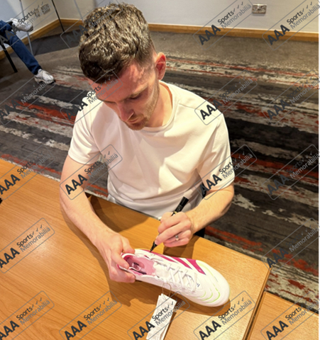 Andy Robertson Hand Signed WHITE Adidas Football Boot In Deluxe Acrylic Display Case
