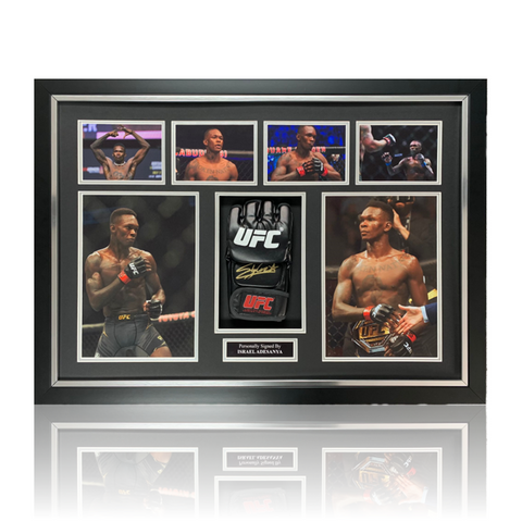 Israel Adesanya Hand Signed MMA Glove in Deluxe Classic Frame
