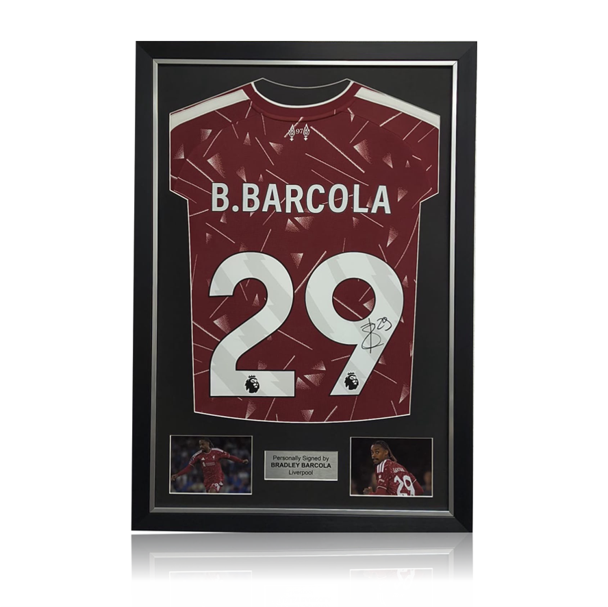 Bradley Barcola Hand Signed Liverpool 2026-27 Home Shirt in Deluxe Classic Frame