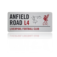 Bradley Barcola Hand Signed Anfield Road Sign