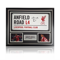 Bradley Barcola Hand Signed Anfield Road Sign In Deluxe Classic Frame