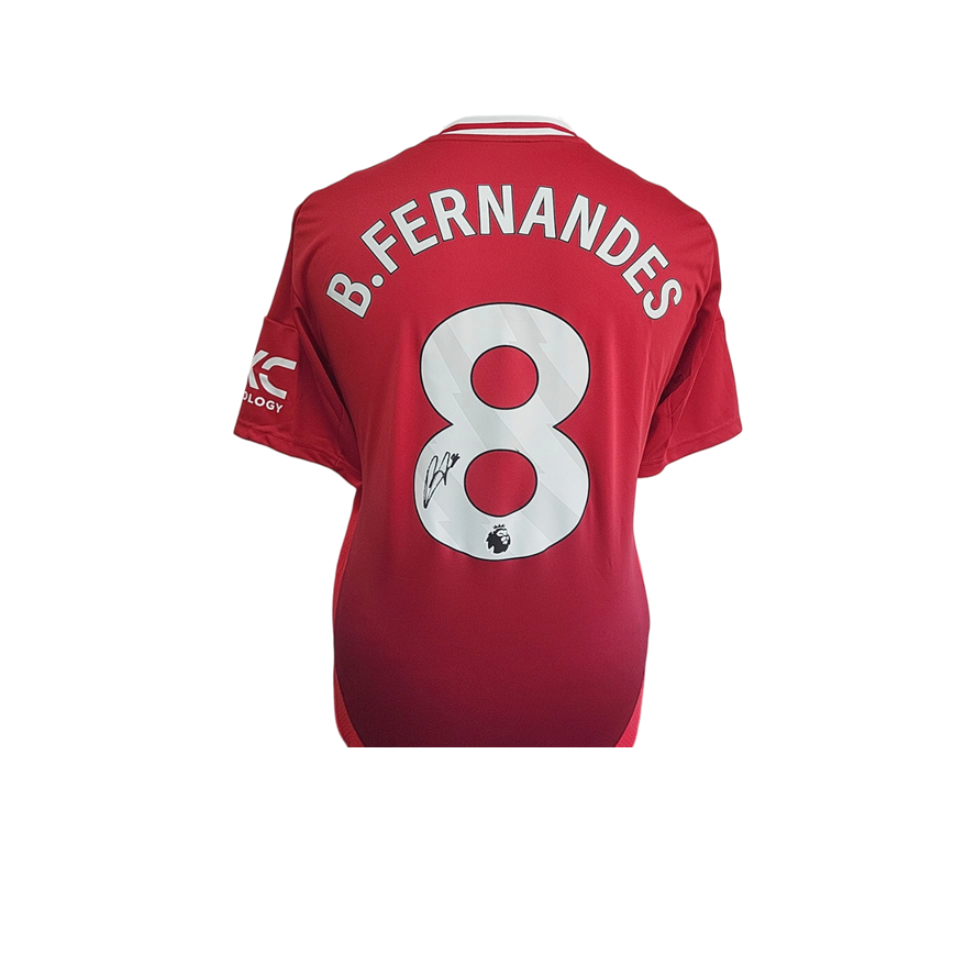 Bruno Fernandes Hand Signed Manchester United 2024-25 Home Shirt in AAA Gift Box