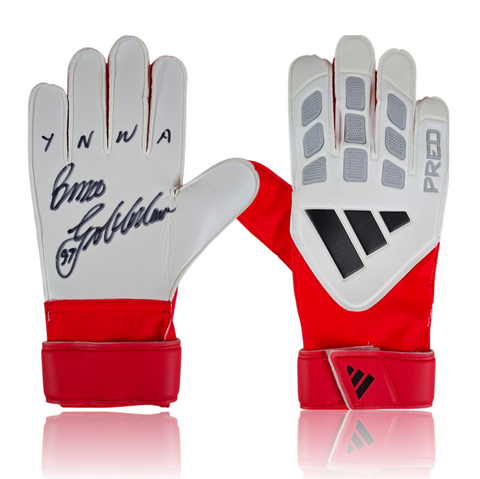 Bruce Grobbelaar Hand Signed RED/WHITE/BLACK Goalkeepers Glove.
