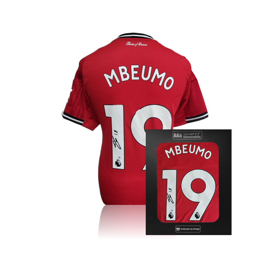 Bryan Mbeumo Hand Signed Manchester United 2025-26 Home Shirt in AAA Gift Box
