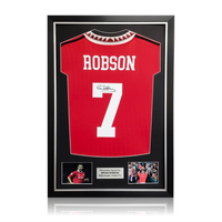 Bryan Robson Hand Signed Manchester United Home Shirt in Deluxe Classic Frame