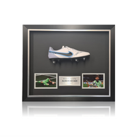 Alisson Becker Hand Signed White/Blue Nike TIEMPO Football Boot In Deluxe Classic Dome Frame