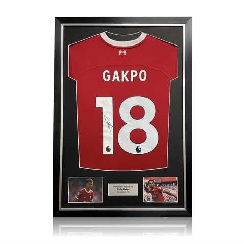 Cody Gakpo Hand Signed Liverpool FC 23-24 Home Shirt In Deluxe Classic Frame