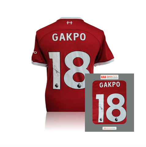Cody Gakpo Hand Signed Liverpool FC 23-24 Home Shirt In AAA Gift Box