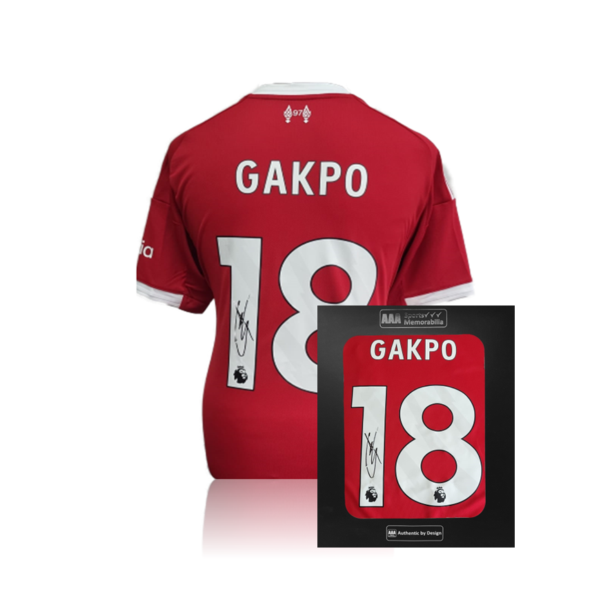 Cody Gakpo Hand Signed Liverpool FC 25-26 Home Shirt In AAA Gift Box