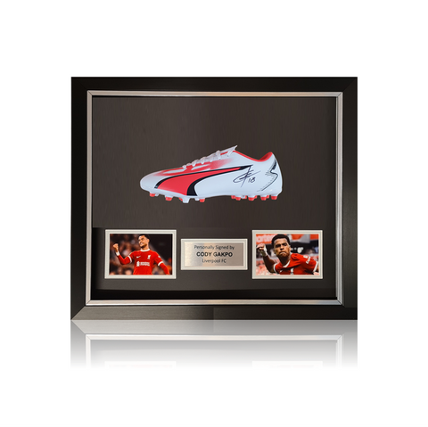 Cody Gakpo Hand Signed WHITE Football Boot In Deluxe Dome Frame
