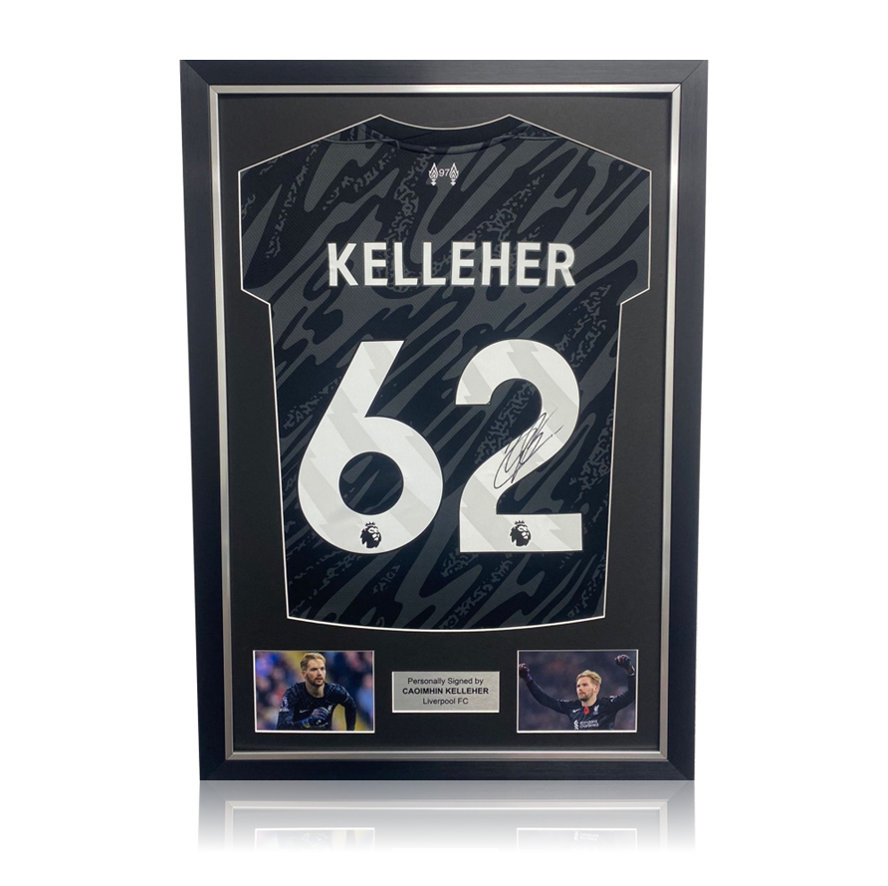 Caoimhin Kelleher Hand Signed Liverpool 2024-25 Black Keeper Shirt in Deluxe Classic Frame