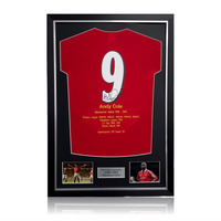 Andy Cole Hand Signed #9 Career Honours Shirt in Deluxe Classic Frame
