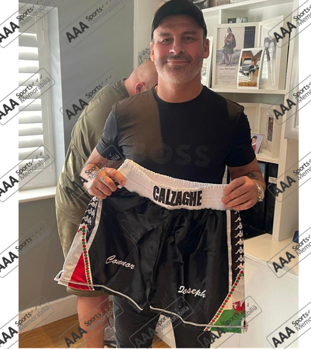 Joe Calzaghe Hand Signed ' Roy Jones Jr' Fight Replica Boxing Shorts