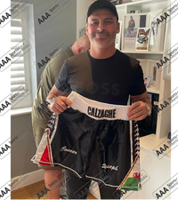 Joe Calzaghe Hand Signed ' Roy Jones Jr' Fight Replica Boxing Shorts