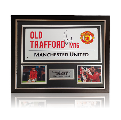 Casemiro Hand Signed 'OLD TRAFFORD' Sign In Deluxe Classic Frame