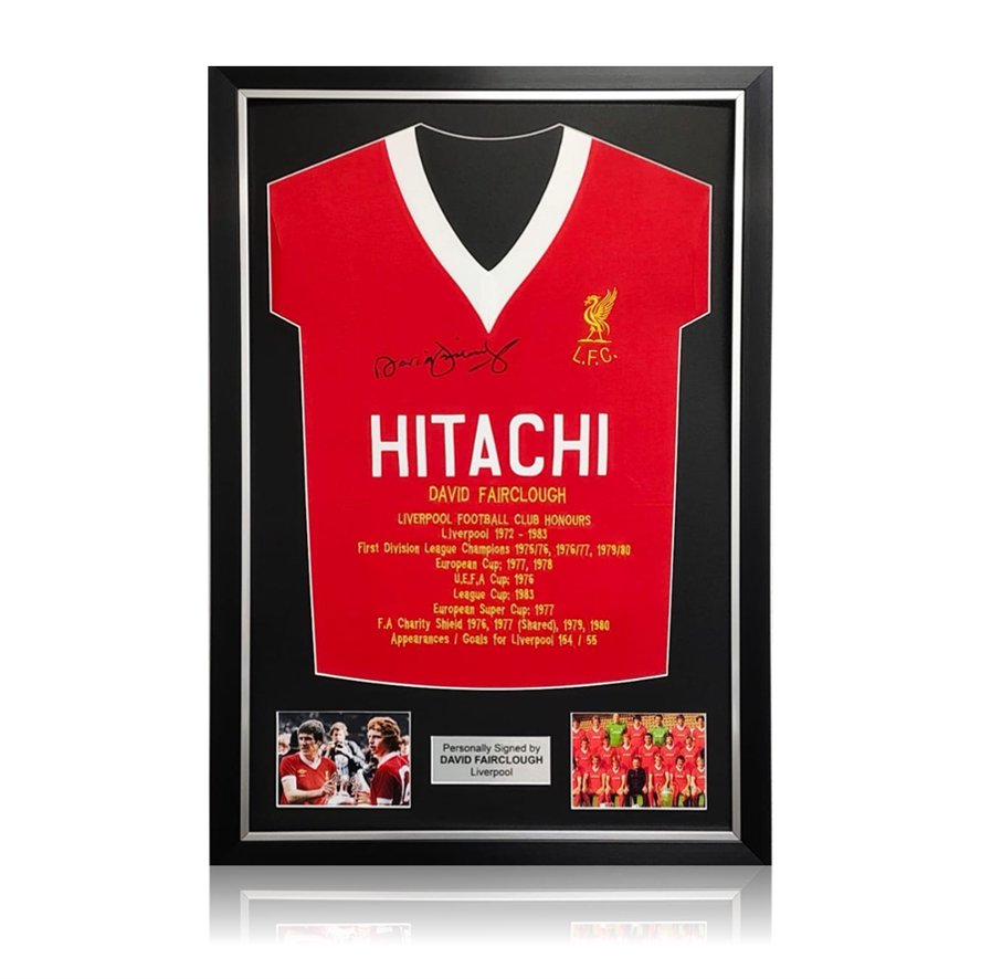 David Fairclough Hand Signed HITACHI Honours Shirt in Deluxe Classic Frame